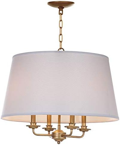 SAFAVIEH Lighting Collection Kimball Farmhouse Gold/ White Shade 22-inch Diameter 4-light Adjusta... | Amazon (US)