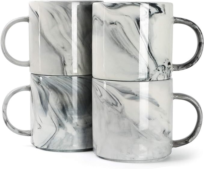 Marble Ceramic Coffee Mug Set, 12 Oz Coffee Mug Set of 4, Small Tea Cup for Men Women, Dishwasher... | Amazon (US)