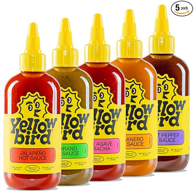 Yellowbird® Classic Hot Sauce Variety Set 9.8 oz Pantry Size (Mellow to Real Hot | 5 Flavors | M... | Amazon (US)