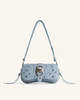 Joy Denim Embossed Curved Shoulder bag - Blue | JW PEI US
