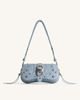 Joy Denim Embossed Curved Shoulder bag - Blue | JW PEI US