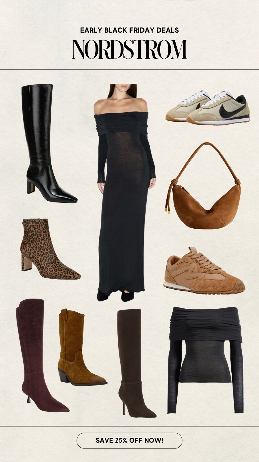 Nordstrom early Black Friday deals
Save up to 60% off suede boots, fall dresses, Nike sneakers, skims and moree 

#LTKCyberWeek #LTKFindsUnder100 #LTKSaleAlert