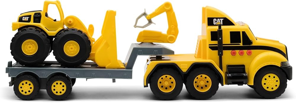 CatToysOfficial, CAT Construction Heavy Mover, Semi Truck and Trailer with Mini Crew Wheel Loader... | Amazon (US)