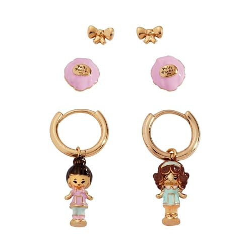 Alex and Ani Polly Pocket™ Earring Set - Gold Bow & Pink Enamel Shell Studs, Huggie Hoops with Removable Doll Charms, Ideal for Polly Pocket™ Collectors | Amazon (US)
