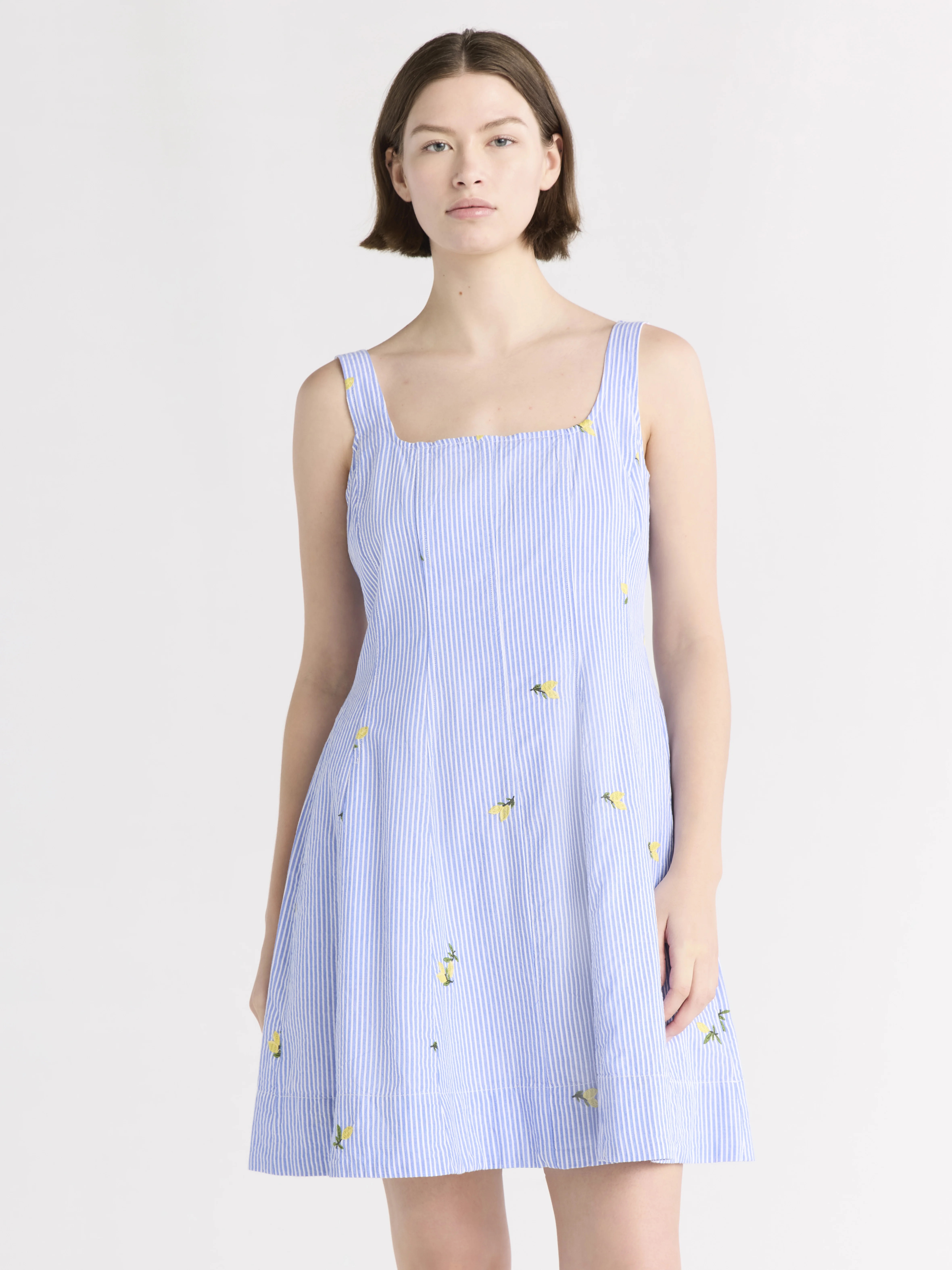 Free Assembly Women's Sleeveless Cotton Mini Dress with Embroidery, Sizes XS-XXL - Walmart.com | Walmart (US)