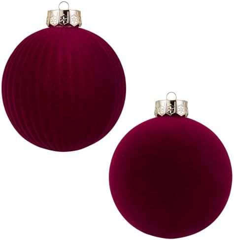 Velvet Christmas Balls Large Hanging Shatterproof Flocked Christmas Tree Ornaments for Xmas Tree ... | Amazon (US)