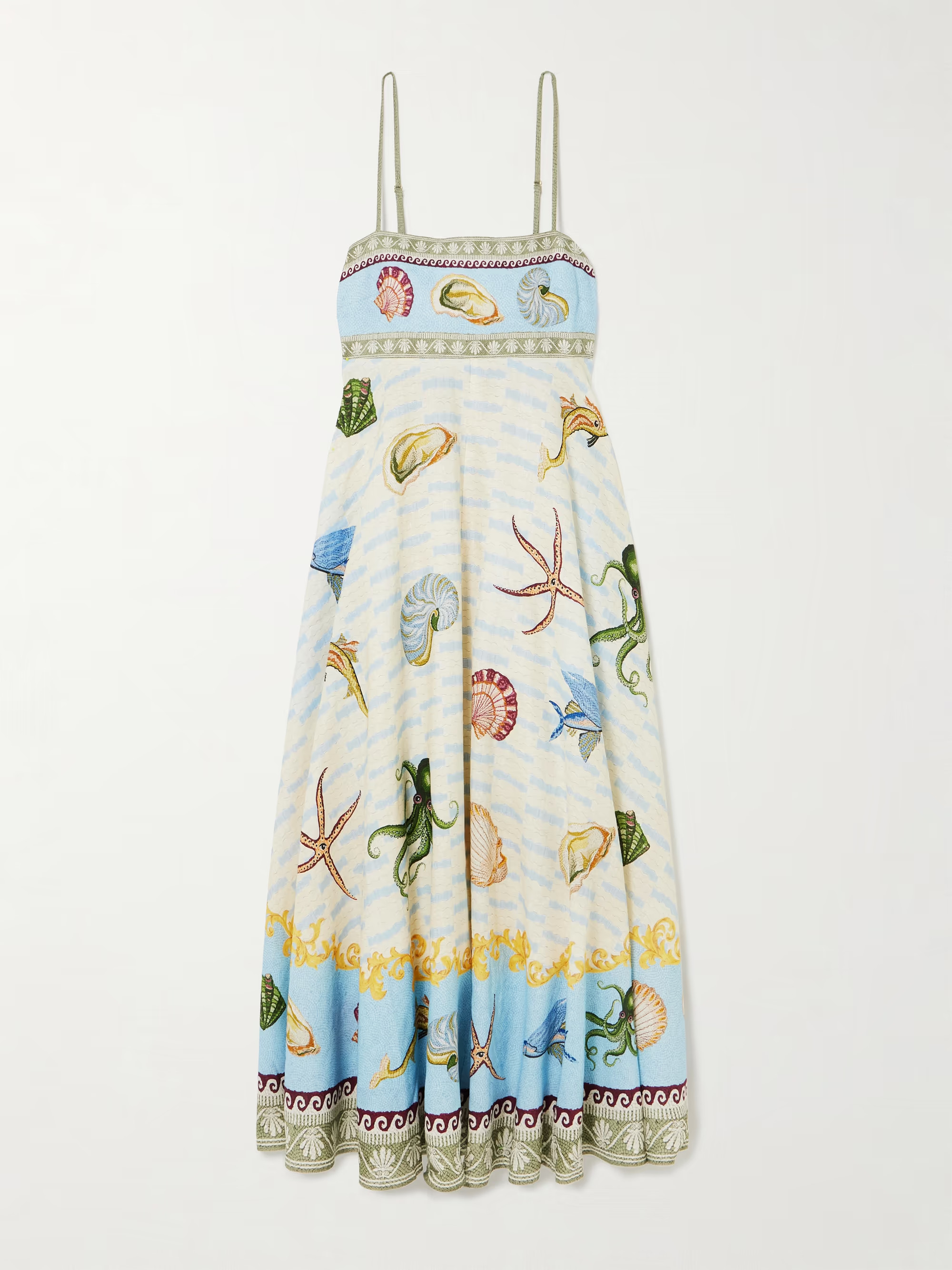 + Sam Pauletto Bath House printed smocked linen midi dress | NET-A-PORTER (UK & EU)