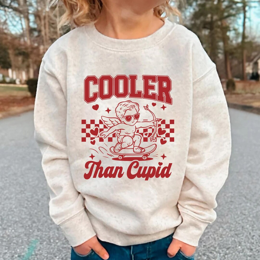 Cooler Than Cupid Sweatshirt Boys Valentine Sweatshirt Toddler Lover Boy Sweater Youth Boys Valen... | Etsy (US)