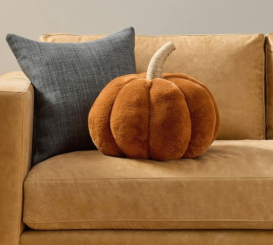 Faux Fur Pumpkin Shaped Pillow | Pottery Barn (US)