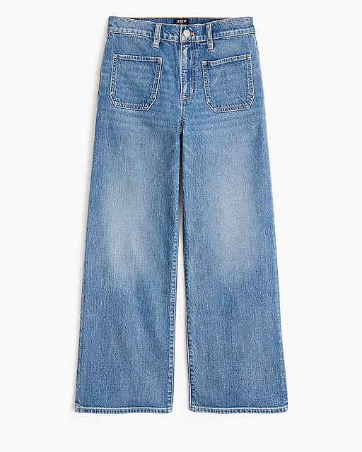 Cropped wide-leg patch-pocket jean in all-day stretch | J.Crew Factory