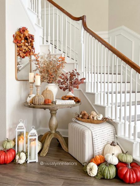Bringing in all the rich fall color like deep reds, oranges, soft yellows and dramatic greens - all the colors found in the beautiful #fall #leaves. #falldecorating  #falldecor #autumntime #autumndecor #pumpkindecor #pumpkinspice 

#LTKSeasonal #LTKstyletip #LTKhome