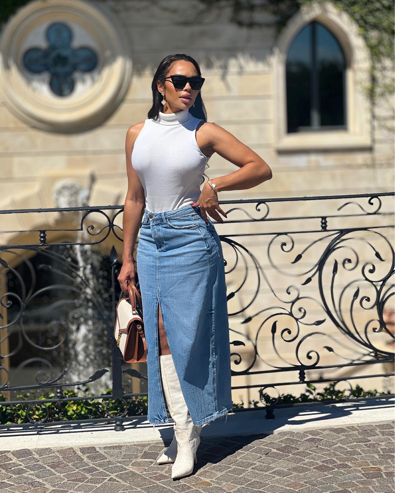 Winery date inspo, denim skirt, aligátor boots, turtleneck bodysuit, black sunglasses, ysl handbag 

#LTKstyletip #LTKSeasonal #LTKtravel