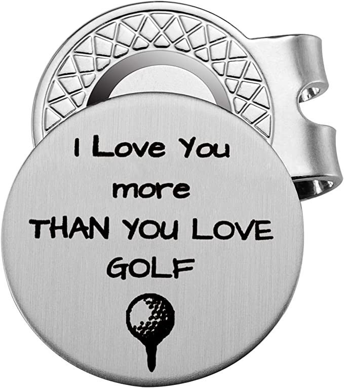 Golf Ball Marker with Magnetic Hat Clip Golf Gift for Husband Boyfriend Dad - I Love You More Tha... | Amazon (US)