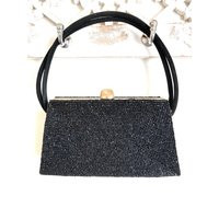 Vintage Black Beaded Made in Czechoslovakia Handwork Evening Bag Handbag | Etsy (US)