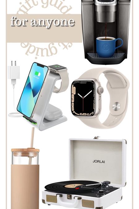 Gift guide for anyone on your list 
iPhone charging station 
Apple Watch 
Record player
Glass water bottle with straw 
Keurig coffee maker 

#LTKSeasonal #LTKHoliday #LTKGiftGuide