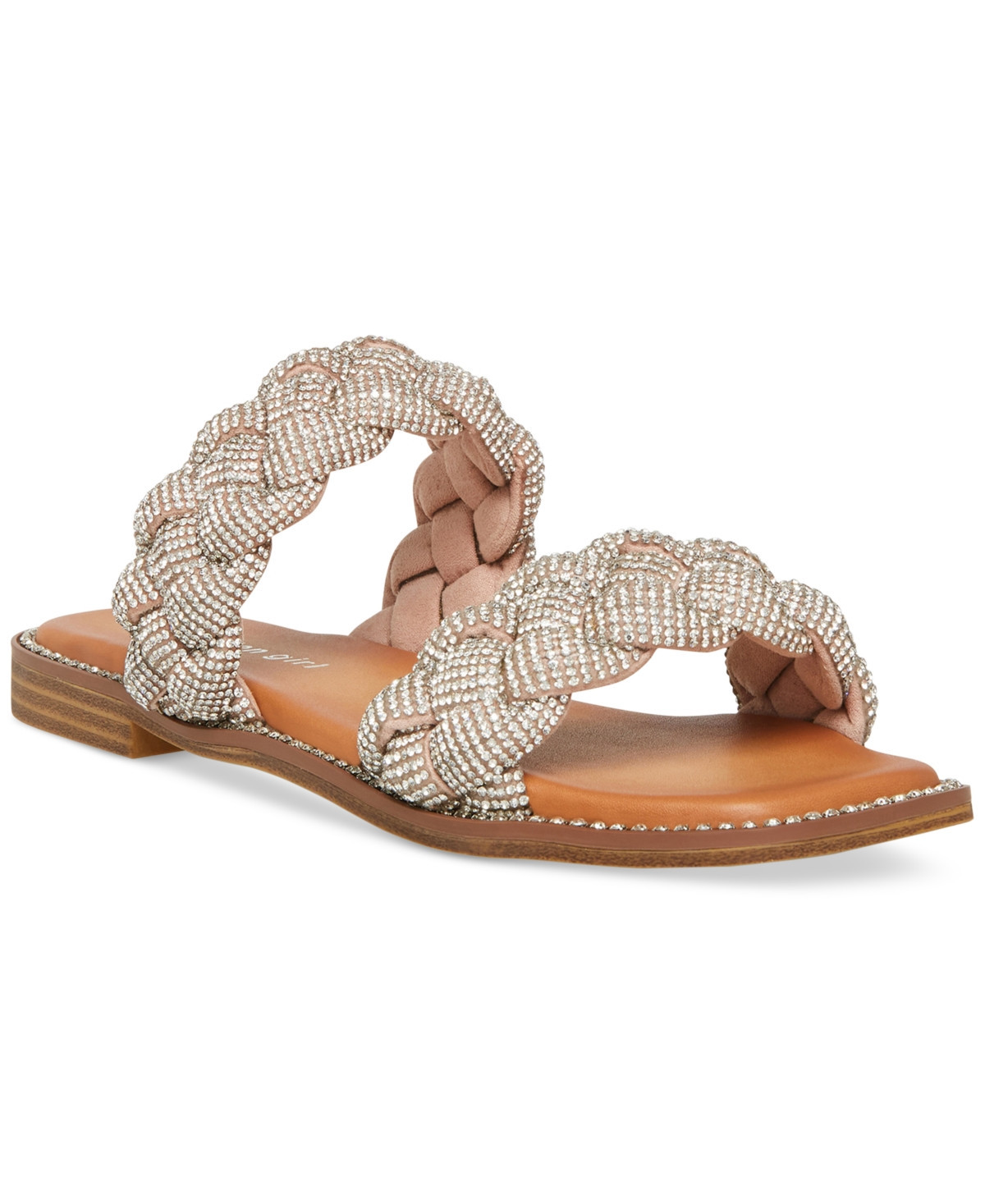 Madden Girl Park Braided Rhinestone Flat Slide Sandals | Macys (US)