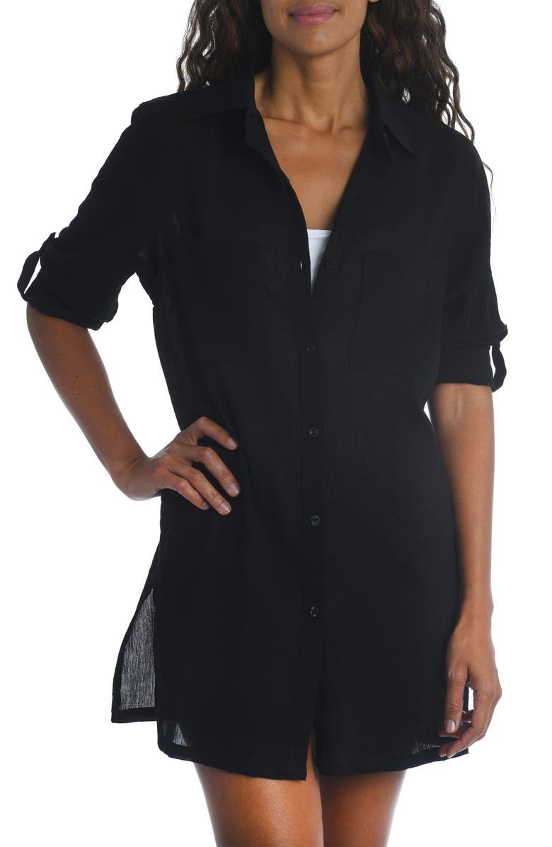 La Blanca Island Fare Resort Long Sleeve Crinkled Cover-Up Shirtdress | Nordstrom | Nordstrom