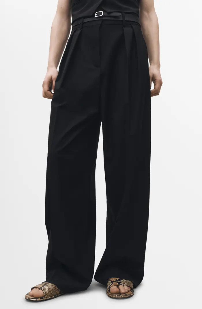 MANGO Pleat Front Wide Leg Suit Pants | Nordstrom | Nordstrom