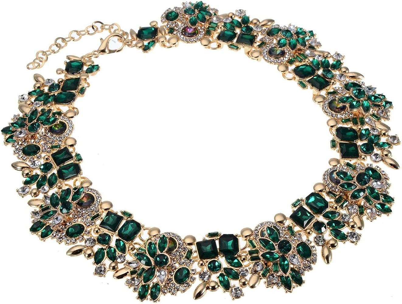 Jerollin Crystal Rhinestone/Pearl Statement Chain Necklace, Vintage Choker Bib Pendant Necklace B... | Amazon (US)