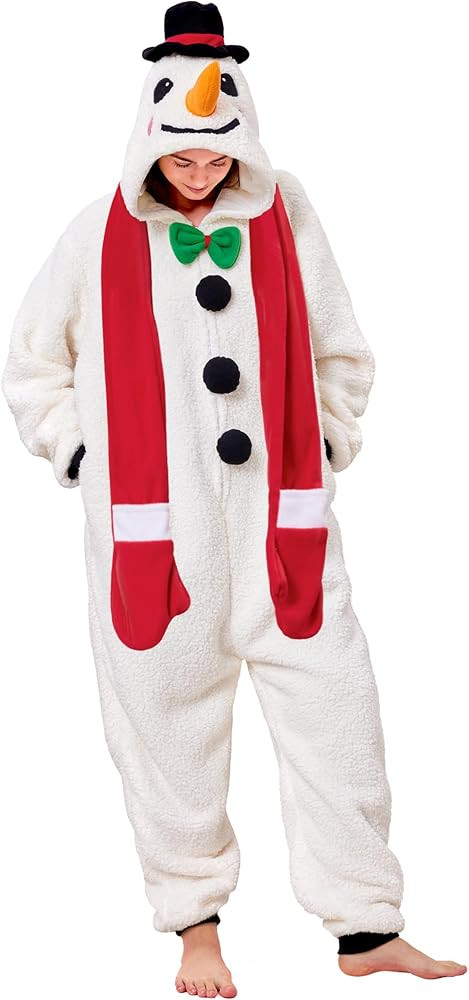dressfan Unisex Adults Sherpa Christmas Onesie Pajamas Halloween Costume for Women & Men | Amazon (US)