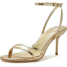 RIBONGZ High Heels for Women Kitten Heeled Sandals with Ankle Strap Round Open Toe Strappy Stilet... | Amazon (US)