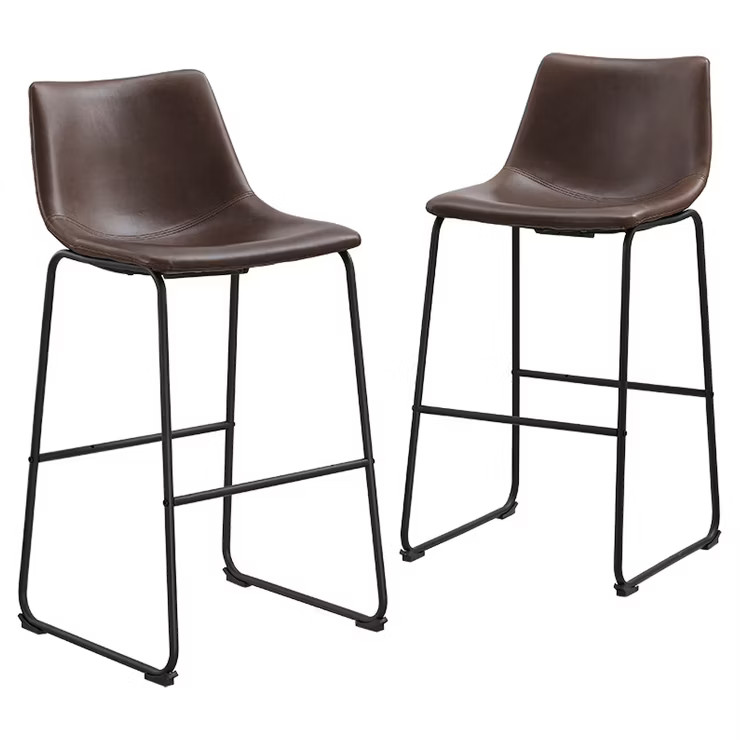 Set of 2 Laslo Modern Upholstered Faux Leather Barstools - Saracina Home | Target