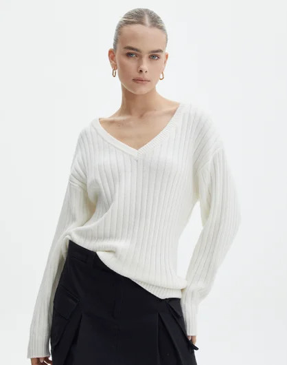 V-Neck Full Length Knit Jumper | Glassons (NZ)