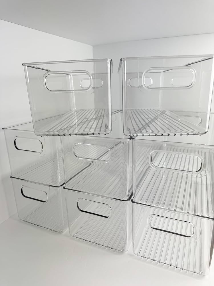 Clear Plastic Organizer Bin 16in (L) x 6in (W) x 5in (H) 8 pack | Amazon (US)