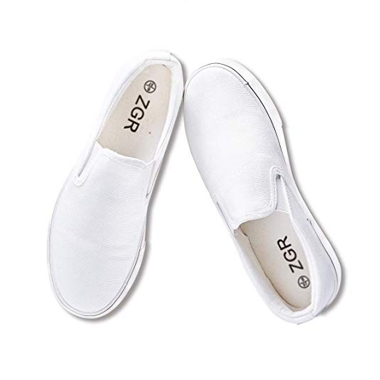 ZGR Womens Slip on Fashion Sneakers Black White Canvas Loafer Shoes Sneaker | Amazon (US)
