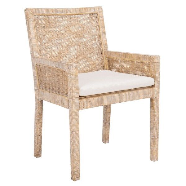 SAFAVIEH Sarai Coastal Accent Chair with Cushion - 22.8" W x 22.4" L x 34.6" H - Grey White Wash/... | Bed Bath & Beyond