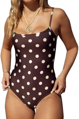 UAURORAO Women Sexy Backless One Piece Swimsuit Polka Dot Monokini Spaghetti Strap Cut Out Bathin... | Amazon (US)