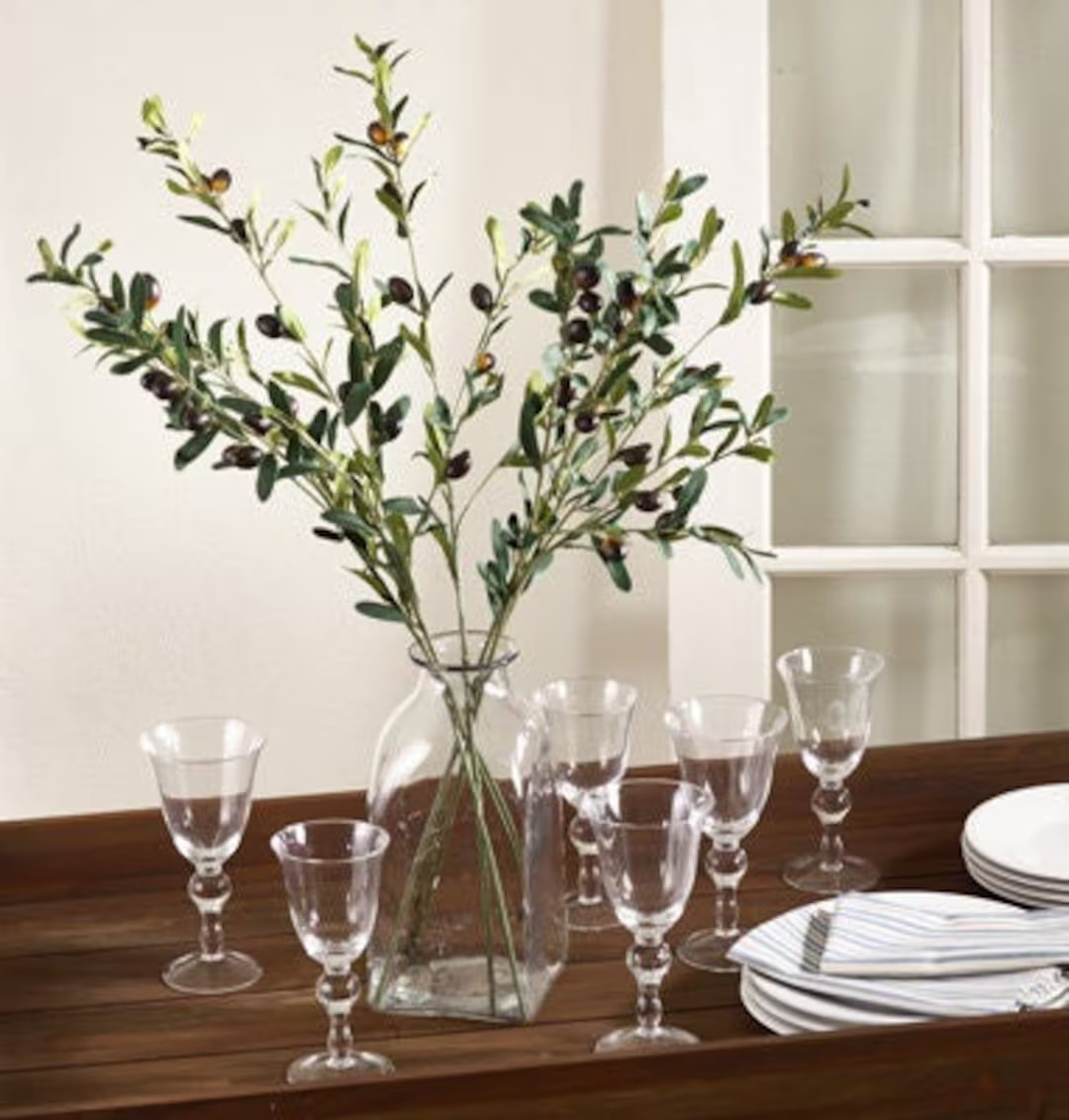 OLIVE Branches (set of 4) artificial olives, faux fruit, greenery, centerpiece arrangement, home ... | Etsy (US)