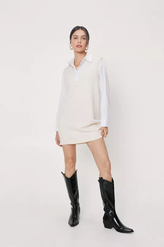 V Back Soon Knitted Mini Dress | Nasty Gal (US)