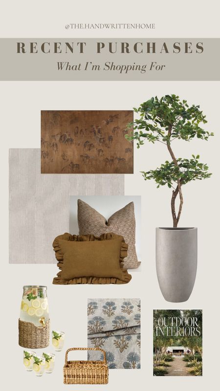 Realistic shady lady tree! This artificial olive tree even has real bark! Mine comes on Monday!

New bedding headed my way for a little refresh! Found a great deal on a king quilt and if you saw stories you know I was working on this pillow.

Outdoor beverage dispenser and acrylic glasses for summer entertaining.

Landscape designer book. I’ve flipped through this so many times! 

#LTKSeasonal #LTKsalealert #LTKhome