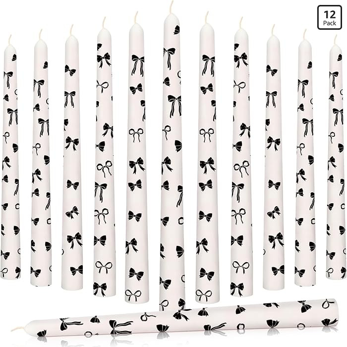 12 Pcs Bow Taper Candles 10 Inch Coquette Decoration Tall Candles Pillar Party Supplies for Birth... | Amazon (US)