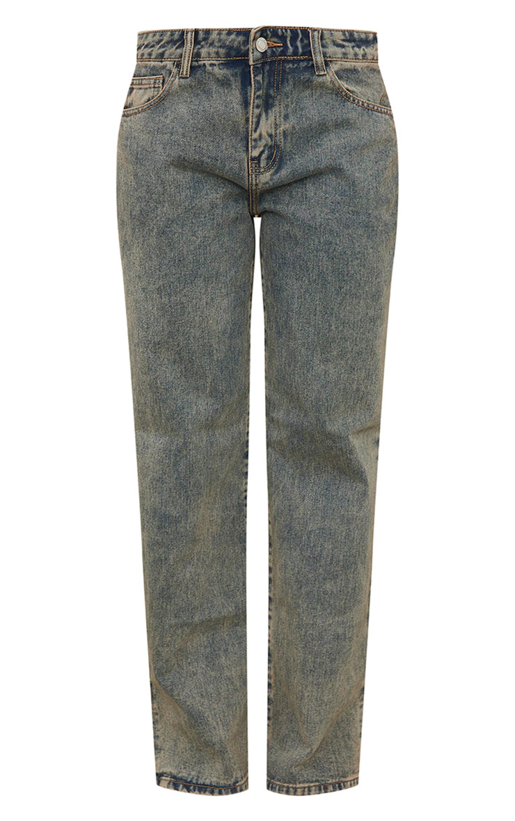 Vintage Wash Mid Rise Split Hem Jeans | Denim | PrettyLittleThing US