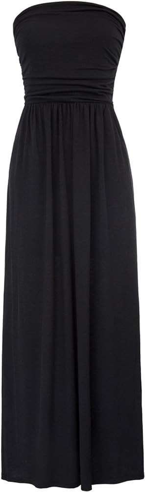 GRACE KARIN Women Strapless Casual Loose Ruched Long Maxi Dress with Pockets | Amazon (US)