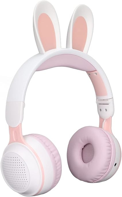 Foldable Bluetooth 5.0 Headphones with Microphone Cute Rabbit Ear Over Ear Headphones for Green K... | Amazon (US)