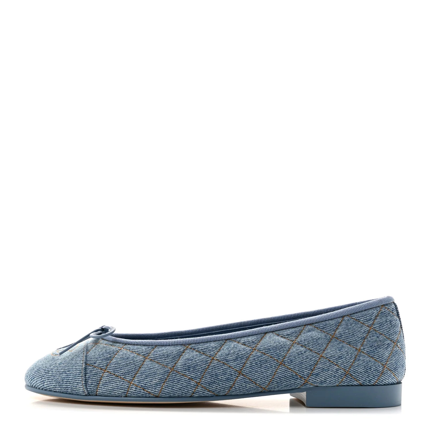 Chanel Denim Quilted Cap Toe CC Ballerina Flats 39 Light Blue 1951652 | FASHIONPHILE (US)