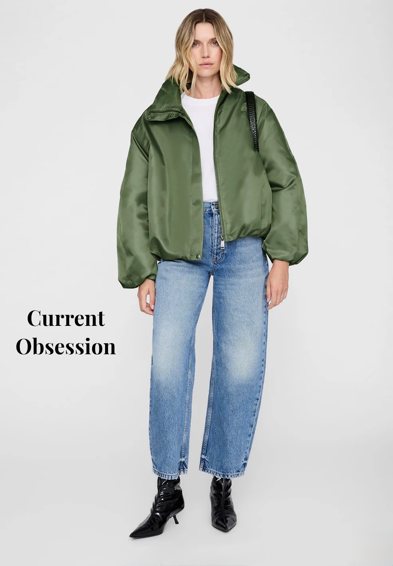 Saw this jacket online and I am super in love!  The color is perfect for fall and miving into spring.  Shape looks relaxed but elevated.  Over sized so can fit a comfy sweater under without bulk!  Looking at Medium for me: 5’7” and midsized 

Bomber jackets, elevated jackets, casual but dressy jackets, womens jackets, jackets that can be dressed up or, green jackets, Anine Bing jackets

#LTKMidsize #LTKActive #LTKSeasonal