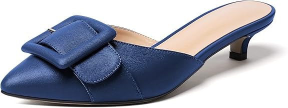 Eldof Women's Kitten Heel Sandals, Pointed Toe Low Heeled Mules, Slip On Low Heels Pump Slippers ... | Amazon (US)