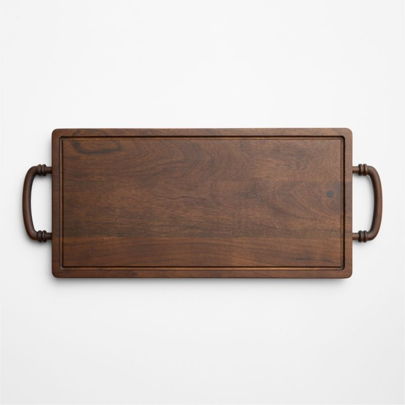 Coventry Carved Wood Serving Board with Handles | Crate & Barrel