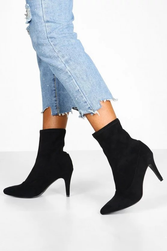 Basic Stiletto Heel Sock Boots | Boohoo.com (UK & IE)