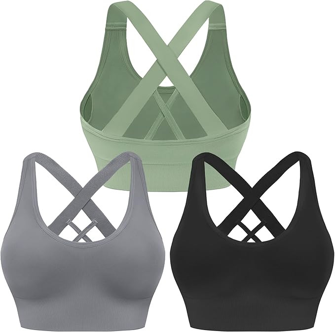 Evercute Sports Bra for Women Padded Medium Support Criss Cross Strappy Bras Seamless High Impact... | Amazon (US)