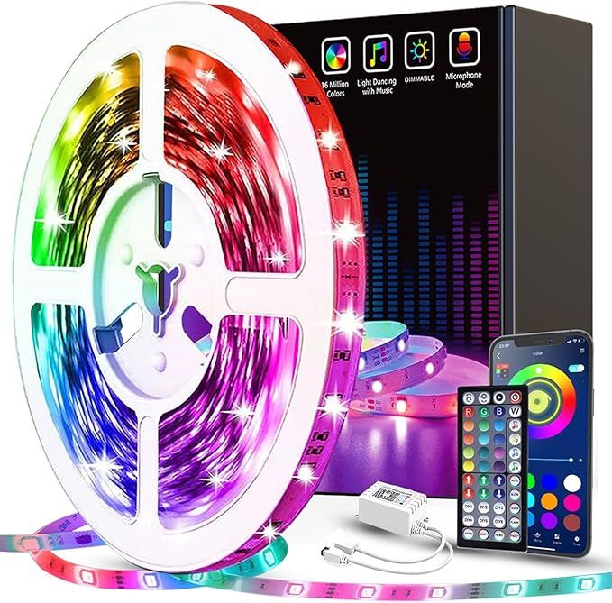 50ft Led Strip Lights Tenmiro Smart Led Light Strips Music Sync Color Changing LED Lights App Con... | Amazon (US)