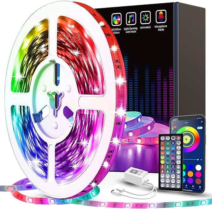 50ft Led Strip Lights Tenmiro Smart Led Light Strips Music Sync Color Changing LED Lights App Con... | Amazon (US)