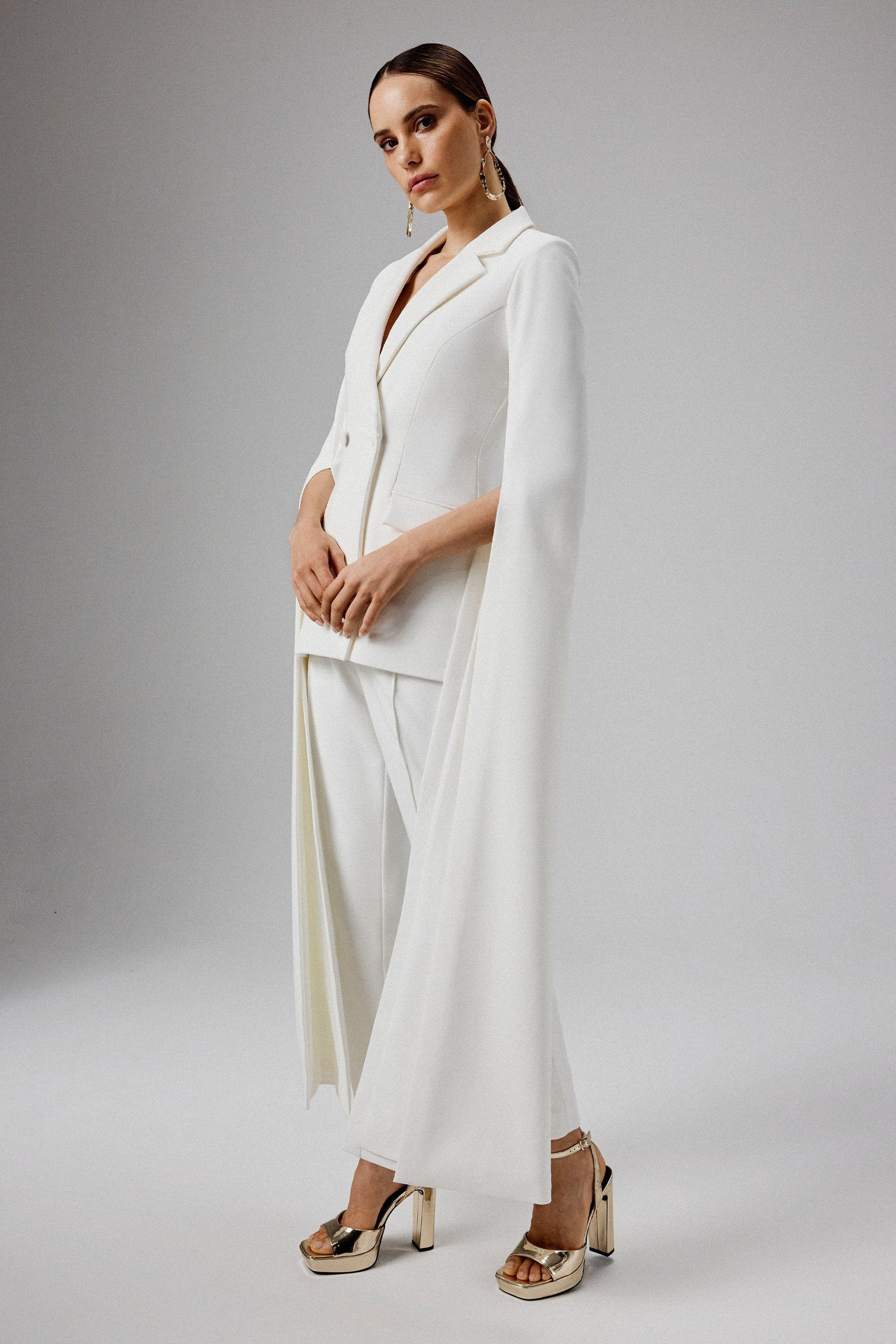 ZARA Cape Sleeve Blazer in White | Lavish Alice Retail Ltd