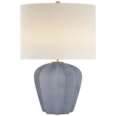 Pierrepont Table Lamp, 1-Light, Polar Blue Crackle, Linen Shade, 30"H (ARN 3611PBC-L CHTK0) | Lighting Reimagined