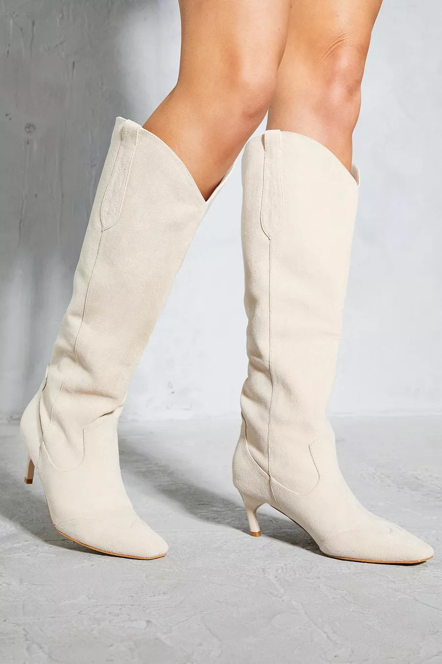 Faux Suede Low Heel Cowboy Boots | Nasty Gal US