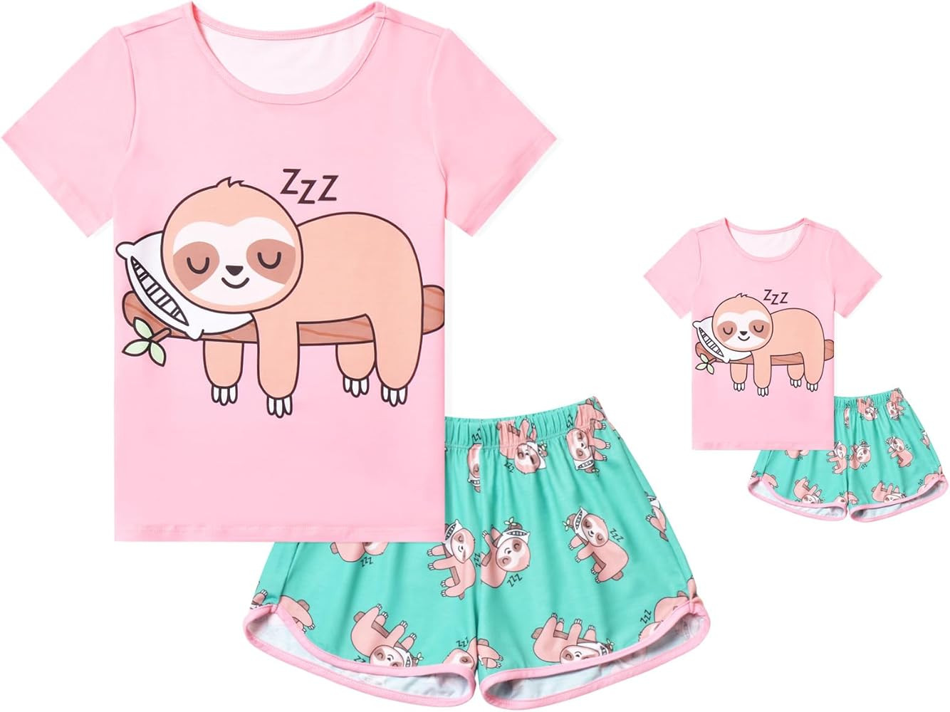QPANCY Matching Girls & Dolls Pajamas Unicorn Pj Sets Summer Cotton Sleepwear | Amazon (US)